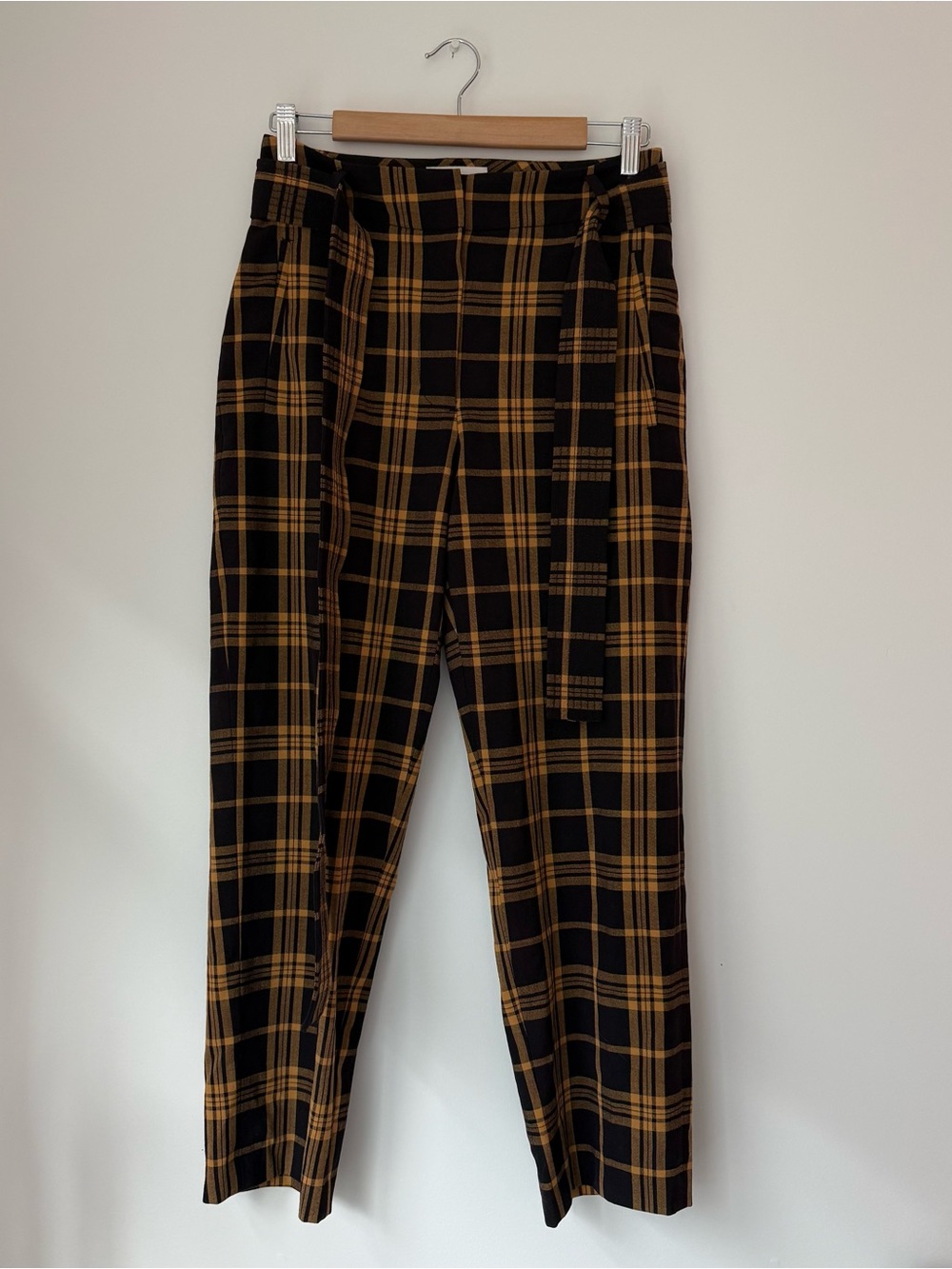 Aritzia Wilfred Tie Front Jallade Trouser Pant Plaid Size 6 High Rise